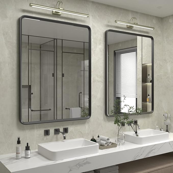 24x36 Black Matte Bathroom Mirror for Wall, Rounded Rectangle Vanity Mirror for Bathroom, Tempered Glass, Anti-Rust, Shatterproof (Horizontal/Vertical)