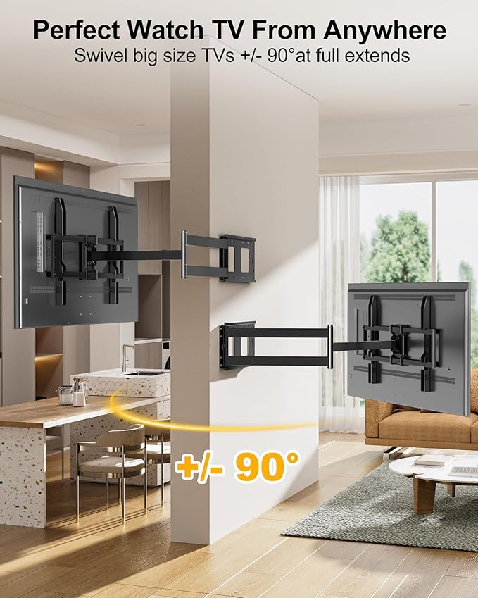 FORGING MOUNT Long Arm Full Motion TV Wall Mount for Most 42-100" TVs Holds 176 lbs, 41.75" Long Extension Corner TV Mount Heavy Duty Swivel/Tilt, Max VESA 800x600mm, Filts16”,18”,24” Studs