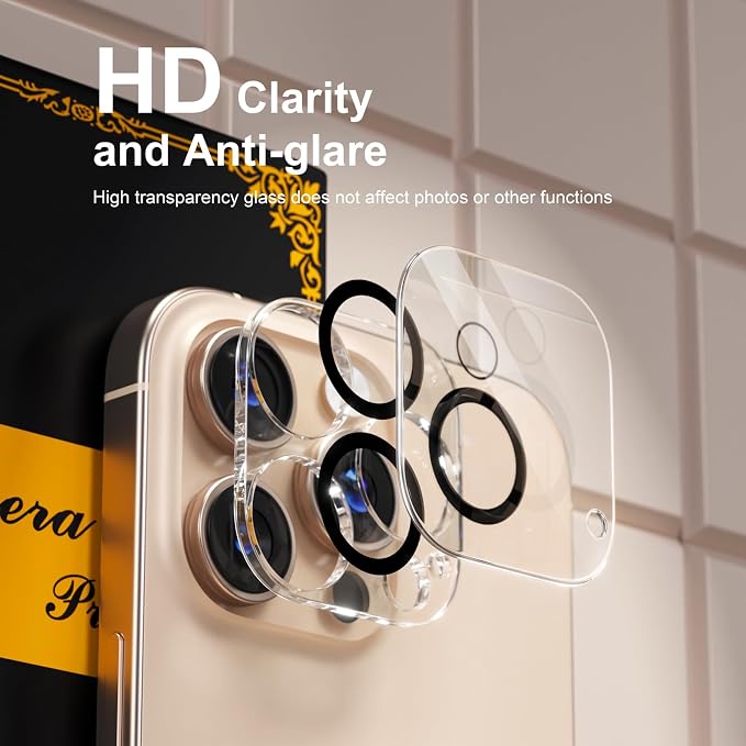 for 6 Pack iPhone 16 Pro/iPhone 16 Pro Max Camera Lens Protector 9H Tempered - Image 7