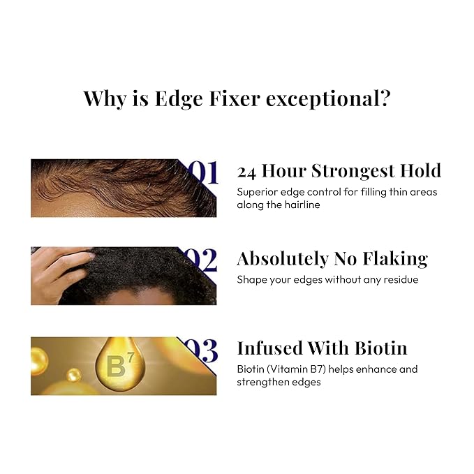 Red by Kiss Edge Fixer Extreme Hold, Strong Edge Control with 24-Hour Hold, Infused with Biotin for Nourishment & Hydration, No Flaking or Oily Residue (0.5 Fl.oz.)