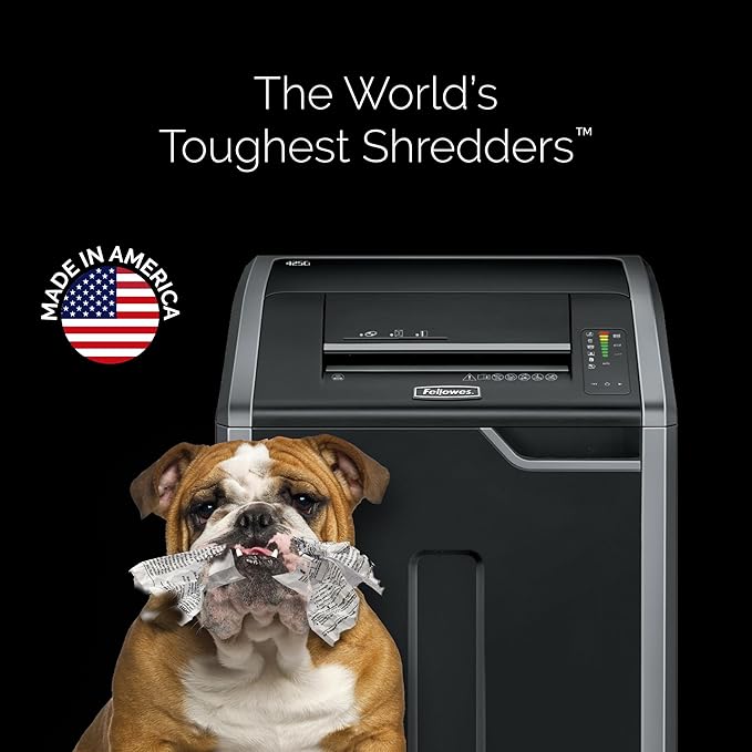 Fellowes Powershred 425Ci 100% Jam Proof Commercial Grade 30-Sheet Cross-Cut Paper Shredder, TAA Compliant (38425), Black