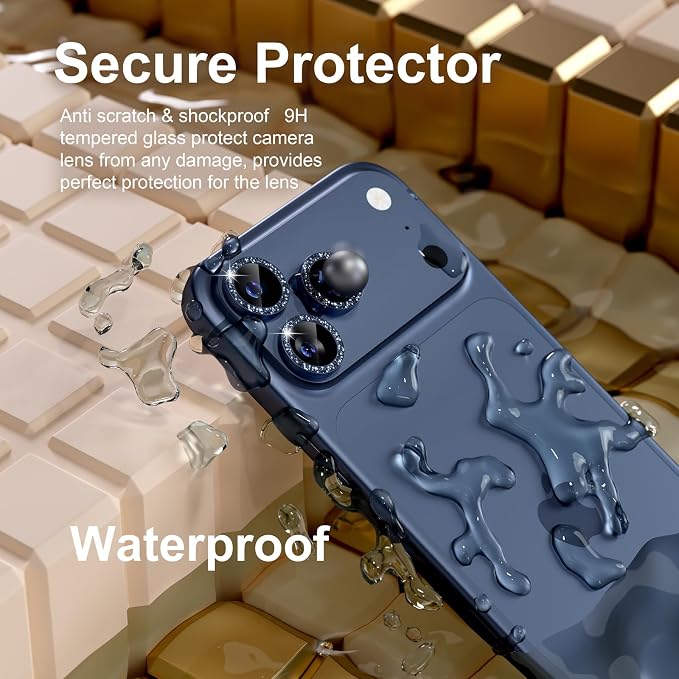 Misea Compatible for iPhone 17 Pro/iPhone 17 Pro Max Camera Lens Protector Bling - Image 3