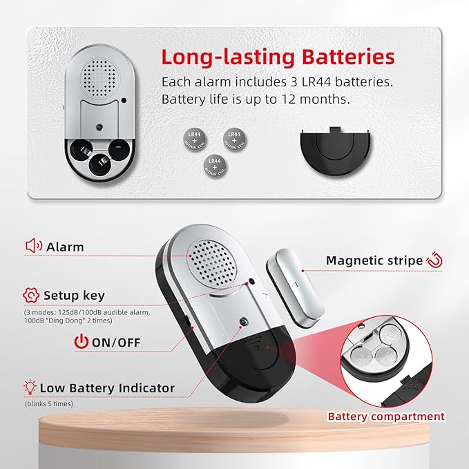Sanjie Door Alarms When Opened,Door Window Alarm Sensors for Kids Safety/Home Security/Pool/Garage/Dementia/Toddler/Travel Security,Easy to Install,Volume Control/Loud Alert,Long Battery Life,10 Pack