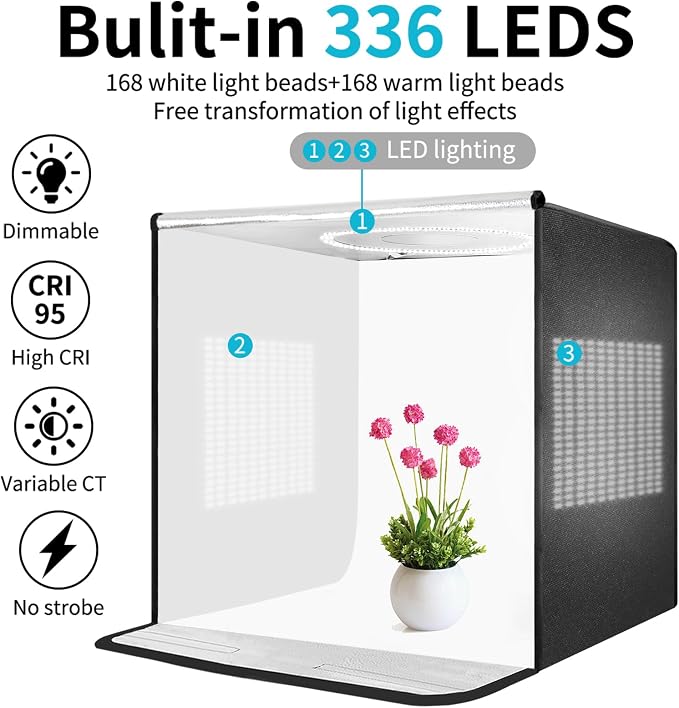 Pro 20"x20" Photo Studio Light Box 3-Side Light Panel/3-Temp/Dimmable - Image 3