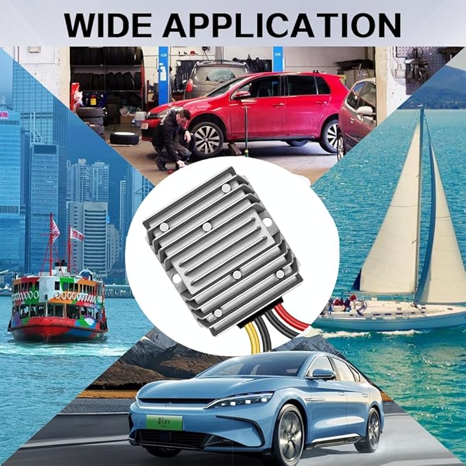 DC 24V Step Down to 12V 30A 360W DC Converter Regulator Voltage Regulator, 12V Converter, IP67 Waterproof Power Supply Module Buck Transformer for Golf Cart Forklifts Car Truck Boat Vehicle