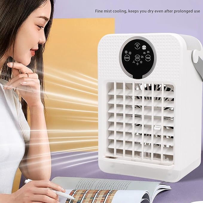 Marhynchus 4 in 1 Portable Air Conditioner, 700ML Evaporative Cooler with 3 Speeds 7 Colors Light 2-8h Timer for Room Office Car Camping