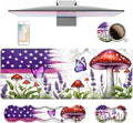 4 in 1 Ergonomic Keyboard Wrist Rest & Mouse Pad Wrist Rest Set, Large XXL Gaming Desk Mat 31.5"x 11.8" with Non-Slip Base, Memory Foam for Home Office Study Gaming, American Flag Mushroom Butterfly