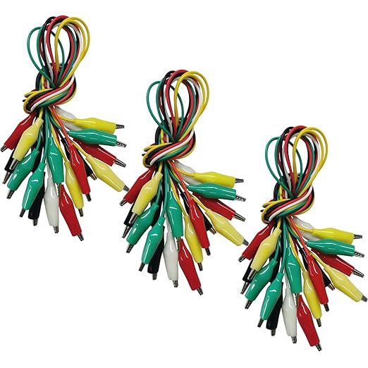 30PCS Premium Alligator Clips Electrical, 5 Colors Test Leads Cable with Crocodile Clips, Dual Ended Jumper Wires with Power Test Probe for Electric Welding Testing Experiments, Circuit Connection