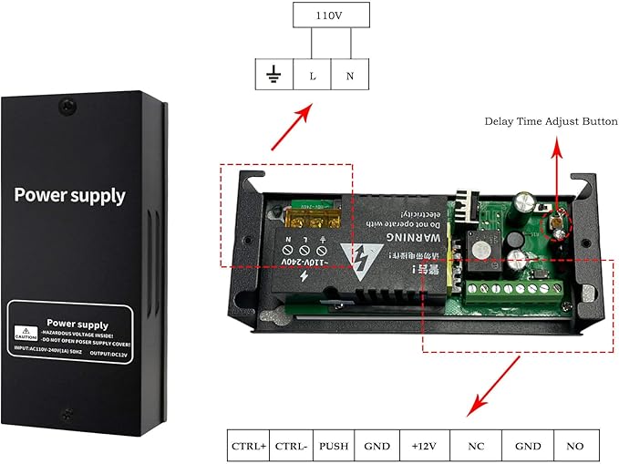 Door Access Control System 1200lbs Magnetic Lock Kit with 4 Remote Controls Stainless Steel Exit Button