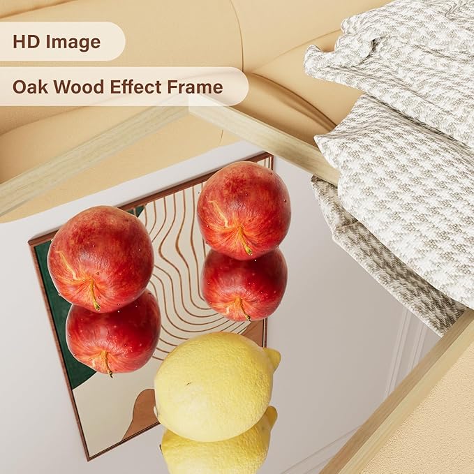 Oak Wood Effect Framed Wall Mirror, 22x30 Rectangle Mirror, Anti-desilvering Tempered Glass, Sustainable& Sturdy Frame, Anti-Rust, HD Reflection &3min Fast Setup for Bathroom Living Room