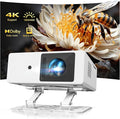 [1800 ANSI & Auto Focus] Smart Mini Projector with WiFi 6 and Bluetooth, 4K Support Outdoor Movie Projector, Native 1080P Dolby Audio Portable Projector for Bedroom/Home/Celling