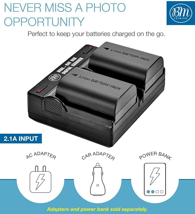BM 2-Pack of LP-E6N Batteries and Dual Battery Charger - Image 3