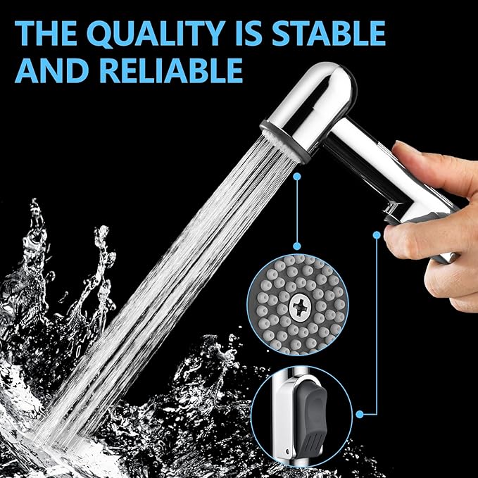 Handheld Bidet Sprayer for Toilet with Adjustable Water Pressure – Feminine Hygiene Shower, Baby Cloth Diaper Washer, Pet Bathing, Easy Installation with Bidet Hose