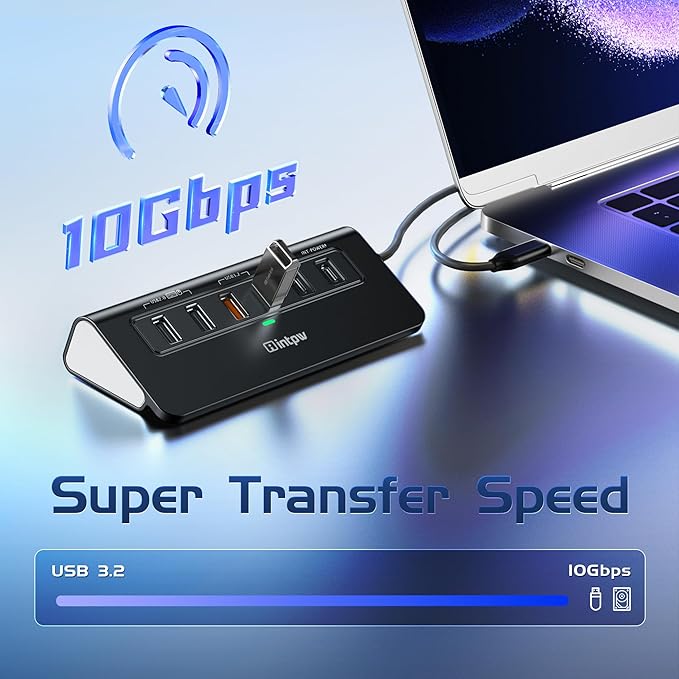 P9R PRO USB C Hub Ethernet, 10Gbps Laptop Docking Station 10-in-1 with USB-C & 2 USB-A 3.2 Data, LAN, 4K@60Hz, 2 USB A 2.0, PD 100W, SD/TF Ports, 3.28FT USB C Docking Station for PC, iPhone 17, Mac