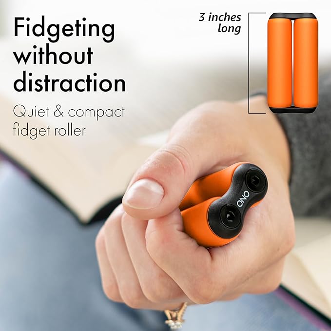 ONO Roller - Handheld Fidget Toy for Adults | Help Relieve Stress, Anxiety, Tension | Promotes Focus, Clarity | Compact, Portable Design (Orange, Junior Size - ABS Plastic)