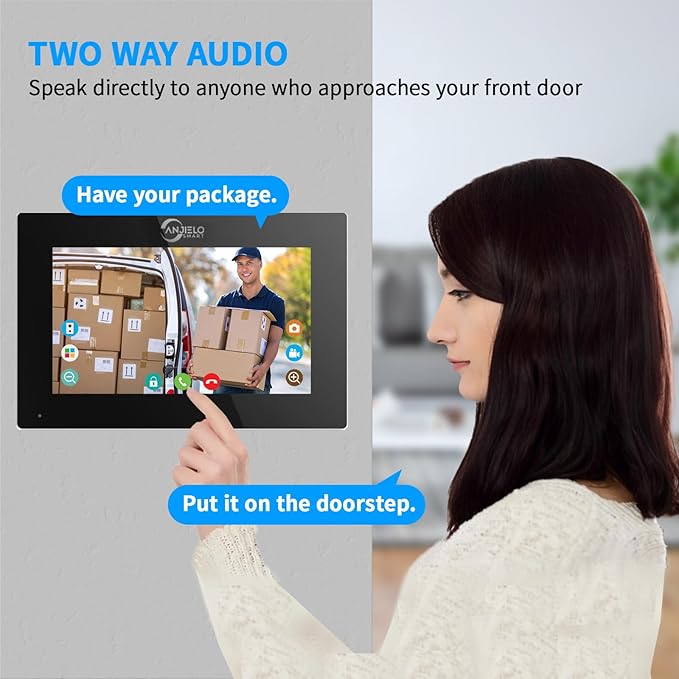 Wired Apartment Video Intercom System,1080P HD Video Doorbell, Compatible with 10 Units 7-inch Touchscreen,Supports Motion Detection,Two-Way Audio,Tuya Smart Home