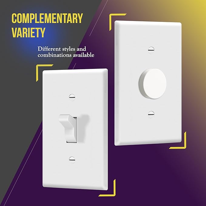 ENERLITES Light Switch Cover Plate, Toggle Wall Plate Cover, Size 1-Gang 4.50" x 2.76", Unbreakable Polycarbonate Thermoplastic, 8811-W-5PCS, White (5 Pack)
