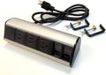 Power & Data Desk Edge Mount Tabletop Center - 3 Power and 2 Ethernet CAT6 RJ45 Data ports