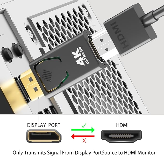 Mbiydeg DisplayPort to HDMI Adapter 4K 30Hz, 3-Pack Uni-Directional DP to HDMI Converter (Male to Female) Compatible with Laptop/PC/Monitor/TV, Stable Signal for Home Office Gaming & Streaming.