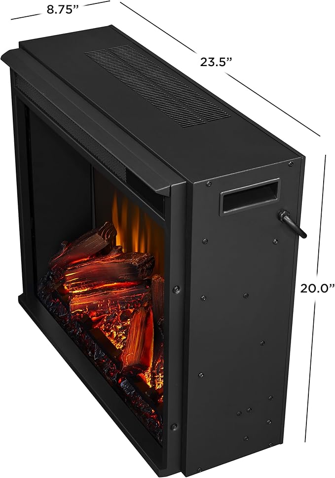 Real Flame Fresno 72" TV Stand with Electric Fireplace in Black, Entertainment Center with Electric Fireplace, Living Room TV Stand with Fireplace, fits up to 70" TV