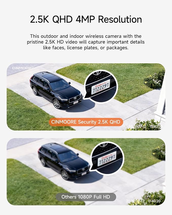 2 Pack 2.5K Security Camera Wireless Outdoor, 2.4G WiFi Battery Powered Outdoor - Image 5