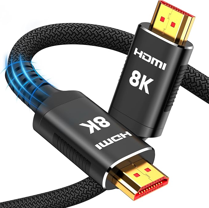 Snowkids 8K HDMI 2.1 Cable 5 ft, Non-Slip Nylon Braided, 48Gbps Ultra by Snowkids