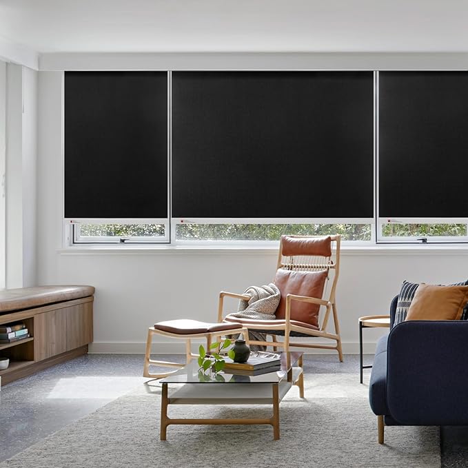 ZSTARR Motorized Smart Blind for Window,Automatic Blackout Roller Shade Compatible, with Remote Control, Child Safety Rechargeable Battery Blind with Valance,Customize (Tuxedo Colour)