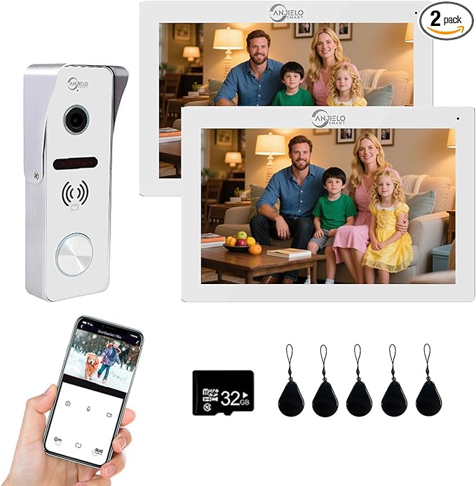 Wired Video Doorbell Intercom System 7 inch Monitor 1080P HD Camera Entry Doorphone Door Camera TUYA WiFi Smart Home Door Phone Kits for Apartment Home Villa (1 doorbell + 2 Monitor)
