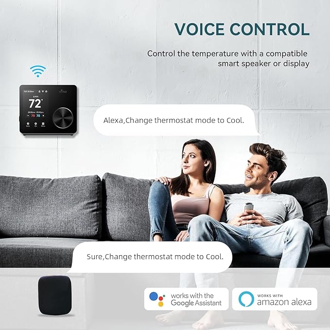 ST300 WiFi Thermostat, Compatible with Alexa and Google, App Control, 3.5” Touch Screen, Knob, Easy Install, Universal Compatibility, 7 Day Scheduling, Night Light, Zoning Compatible