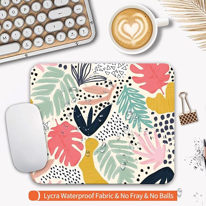 Armanza Square Mouse Pad Tropical Plants, Personalized Premium-Textured Custom Mouse Mat Design, Washable Mousepad Cloth, Non-Slip Rubber Base Computer Mouse Pads for Wireless Mouse