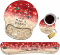 Keyboard Wrist Rest + Mouse Pad Wrist Support Set with Coasters, Stay Positive Work Hard and Make It Happen Inspirational Quote Wrist Mouse Pad with Non-Slip PU Base for Home Office Working Studying