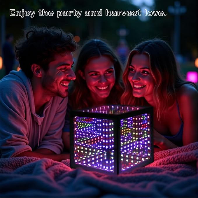 Heepulor Infinity Hyper Cube LED Table Lamp, Color-Changing Music-Sync APP-Controlled Ambient Light for Gaming, Party, Home (10 Inches)