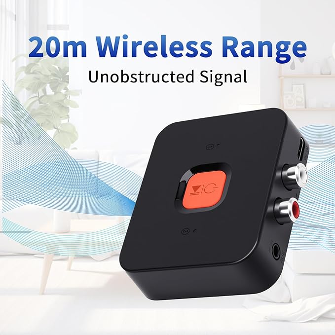 M1R Bluetooth 6.0 Wireless Audio Receiver & Adapter Ideal for TV, Stereo, Speakers, with RCA & AUX, Hands-Free Calling, 20m Range