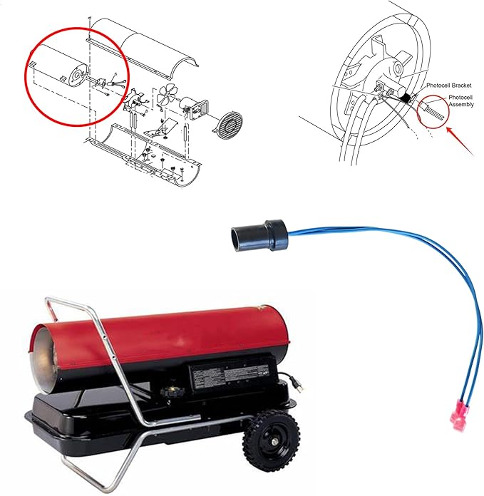 Irnyso Replacement Heaters Photocell Assembly Flame Sensor PP236 M16656-24 fits Reddy， Dayton, Knipco, Koehring, Master, Kerosene Heaters etc