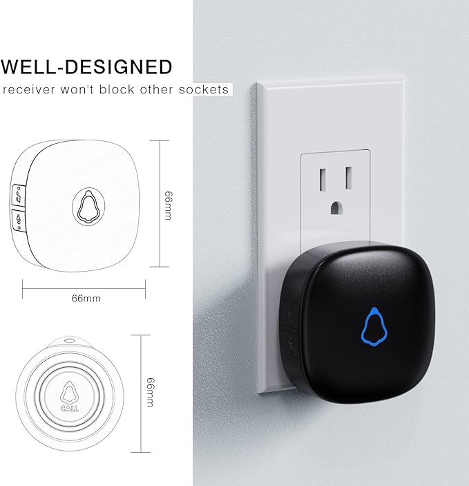 Caregiver Pager, Wireless Call Button for Seniors/Elderly at Home, 2 SOS Buttons + 2 Receivers Medical Life Alert System, Emergency Panic Call Bell, Nurse Calling & Patient Assistance Alarm