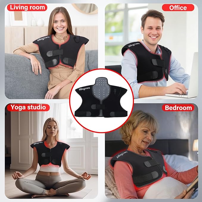 Red Light Therapy for Shoulder and Neck,Near Infrared Light for Body Upper Back,660nm&850nm Wearable Heating Red Light Therapy Pad for Muscle Pain Relief, Suitable for Home and Office Use,Black