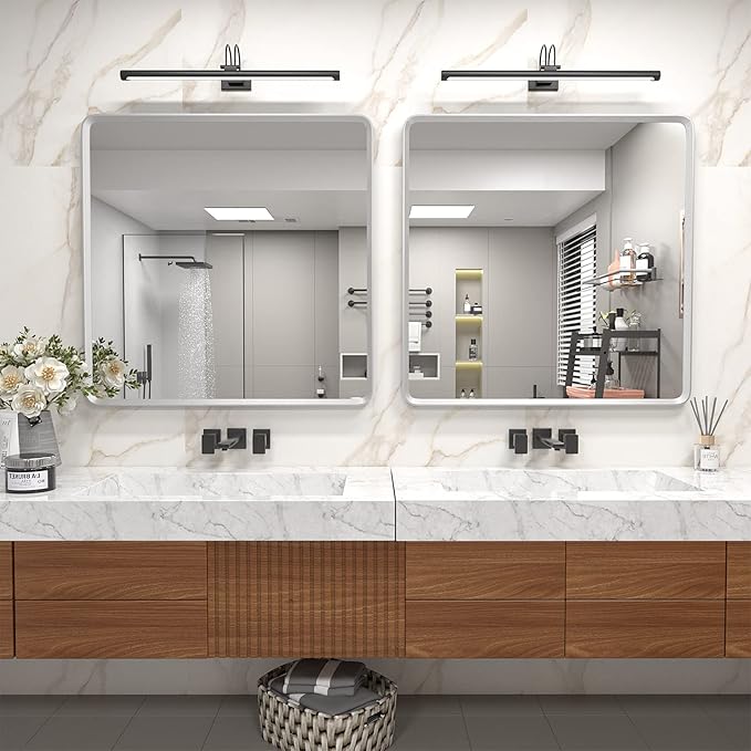 36x36 Square Silver Bathroom Mirror, Silver Metal Framed Mirror, Rounded Rectangle Bathroom Vanity Mirror, Anti-Rust, Shatterproof
