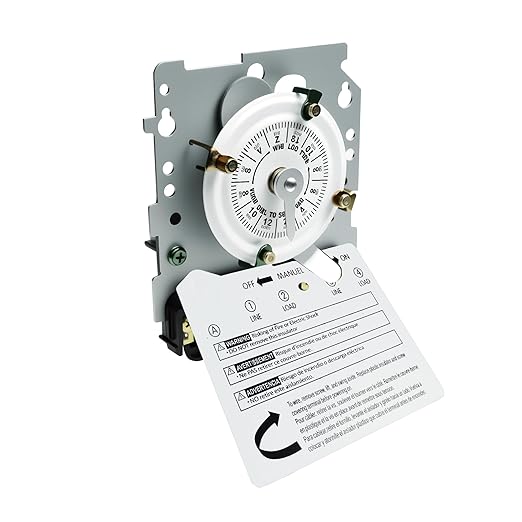 T104M Mechanical Time Switch,208-277 VAC 5HP 40A DPST Timer Switch,Versatile Scheduling,1-12 Cycles Per Day - Manual Override,Mechanism Only