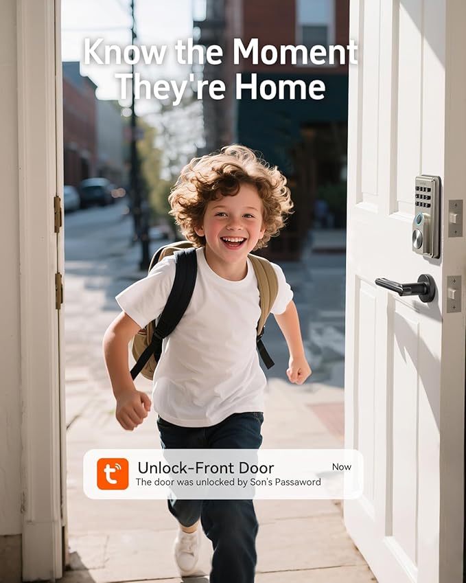Smart Door Lock, Anybell Fingerprint Door Lock Keyless Entry with Electronic Keypad Deadbolt, App Control, Auto Lock, Biometric Lock for Front Door, Hotel & Office
