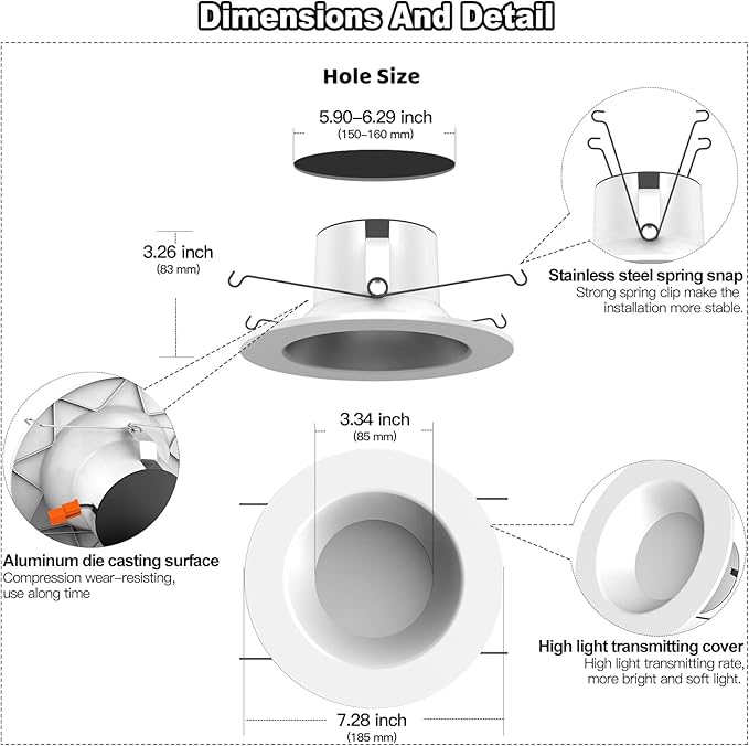 VANANCE Smart Recessed Light 6 Inch, APP Control, Dimmable, RGBCW, Cool to Warm White, 2700K~6500K, CRI80+, Color Changing Retrofit LED Can Light, Bluetooth Mesh Smart Home Lighting, 6Pack