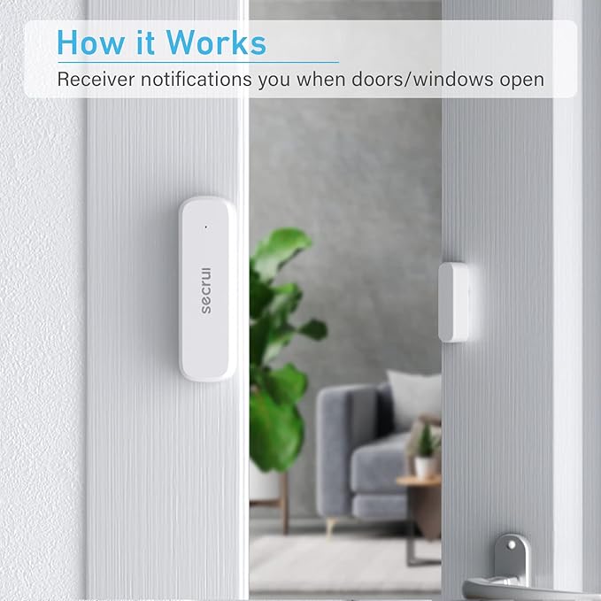 SECRUI Door Chime with Adjustable Volume –Wireless Entry Alert with 52 Chimes – 500ft Rage Door Open Sensor Alarm for Home/Business/Office/Store – Easy Installation – LED Indicators