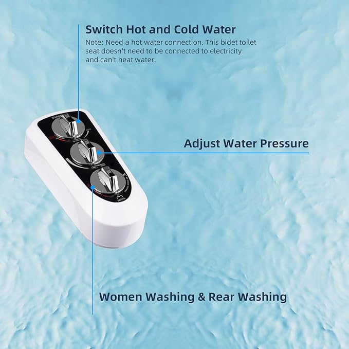 Hibbent Bidet Attachment for Toilet with Self Cleaning Dual Nozzle, Hot and Cold Water Spray Non-Electric Mechanical Toilet Seat Bidet for Rear or Female Washing Sanitizing, Black