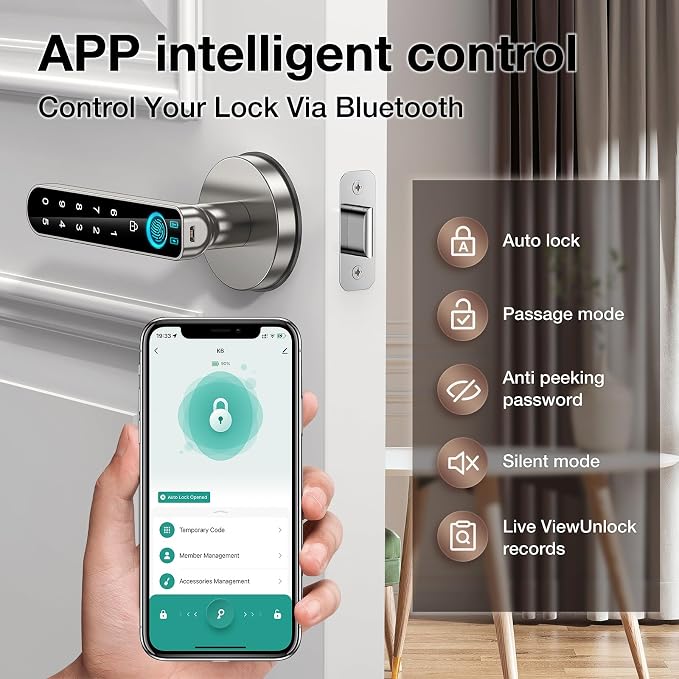 Fingerprint Door Lock-biometric Door Lock，Smart Door knob, - Image 3
