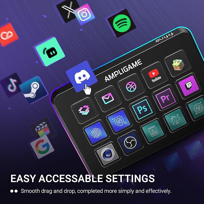 Fifine AmpliGame Stream Controller with 15 Macro Keys, Streaming Keyboard with Trigger Actions in OBS/Twitch/YouTube/Streamlabs, Shortcut Buttons Keypad Works with Mac and PC-D6
