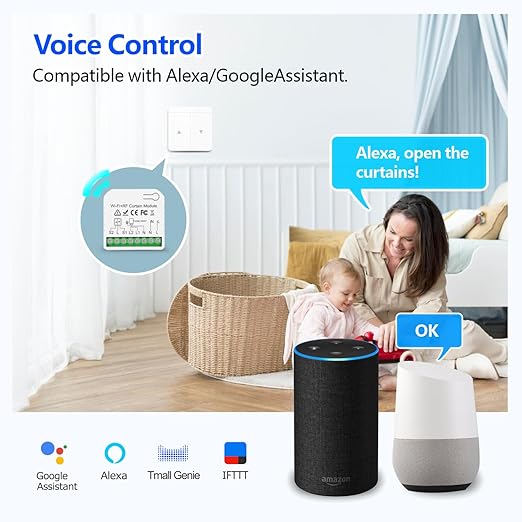 DieseRC 5pcs Wireless Smart Roller Shutter Controller with 1pcs RF Remote Control, Compatible with Google Home/Alexa APP Control and Manual Switch, Electric Motor WiFi Switch