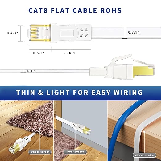 Cat 8 Ethernet Cable 15FT, High Speed Heavy Duty Cat8 Internet Ethernet Cable - Image 3