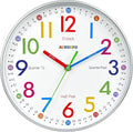 Wall Clock for Kids Learning Tell Time Easily Non-Ticking Battery Operated Kids by AIRUIFU