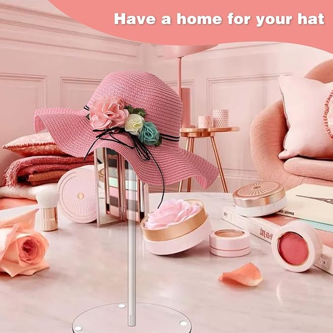 Hdkwby Acrylic Hat Display Stand 4 Pack- Thickened Base for Helmet, Wig - Multi-Use for Perfumery, Watch, Glass, Jewelry Collectibles - Home, Office, Retail, Salons, Hotels, Malls ( 11.8Inch Height)