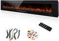 84 inches Electric Fireplace, Recessed & Wall Mounted Fireplace Heater 13 * 13 Colors Flame &Fuel Bed w/5 Dimmer, Touchscreen &Remote Control Temp, Overheating Protect, Hardwired, 1500W, Black