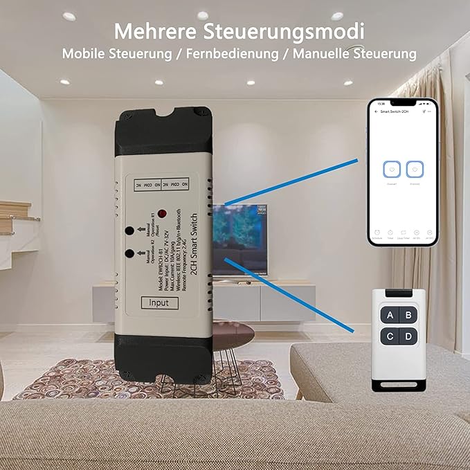 Newgoal 2 Channel EWelink Wireless Switch with Enclosure WiFi Switch Module Remote Control DIY Smart Home Bluetooth Relay 7-32V Power Input Compatible with Alexa Google Home